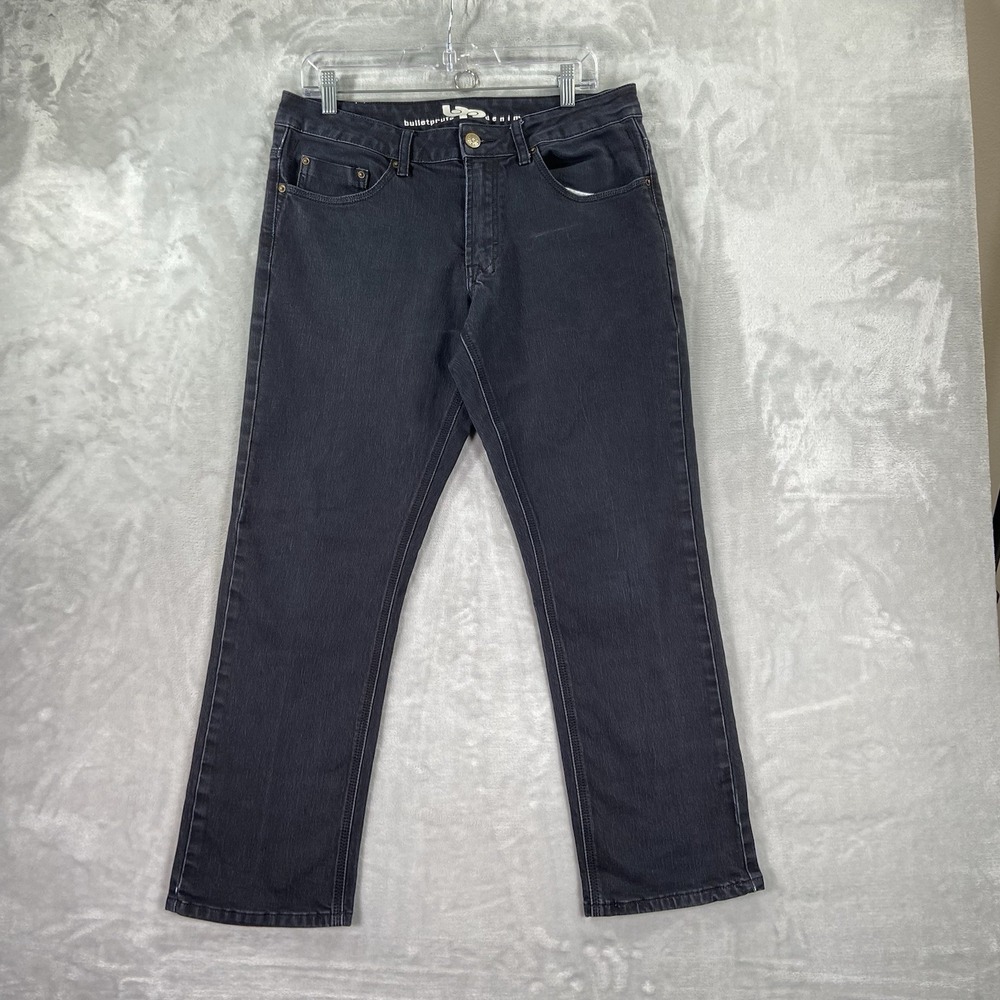 Bulletprufe Jeans Mens 32x28 Classic Straight Fit Black Denim Outdoor Workwear